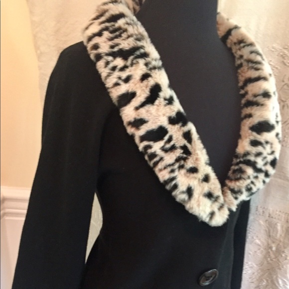 black cardigan with leopard lines